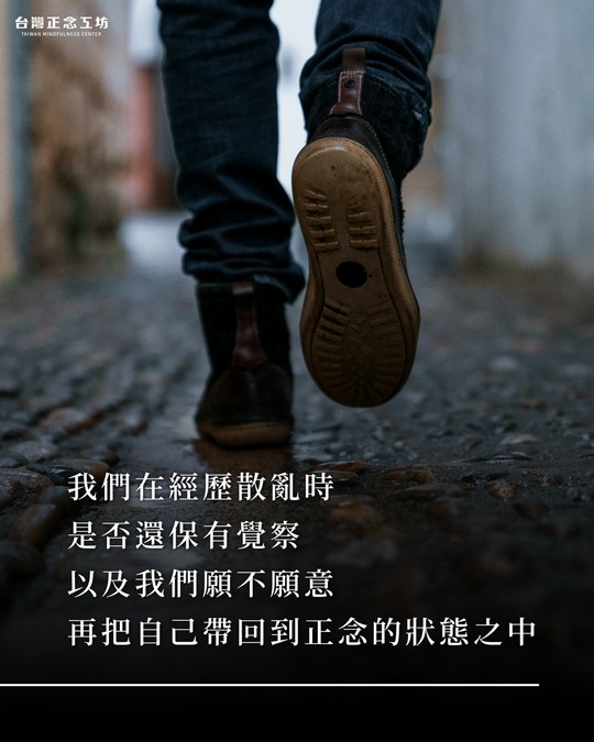 我們在經歷散亂時是否還保有覺察，以及我們願不願意再把自己帶回到正念的狀態之中